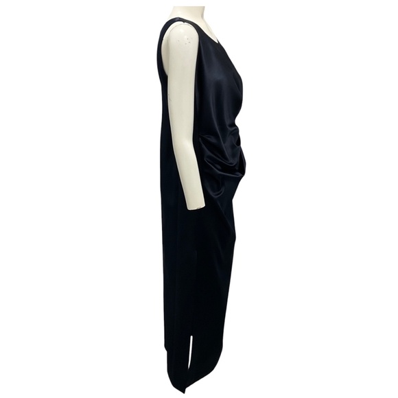 FENDI MIDNIGHT BLUE DRAPED DUCHESS SATIN DRESS - Picture 2 of 5